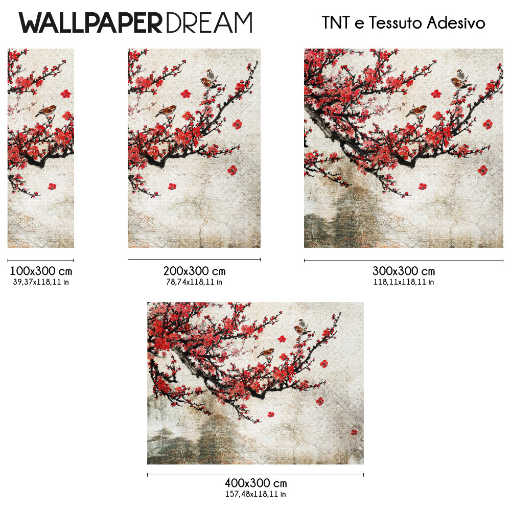 Carta da Parati Fiori Rossi Dimensioni TNT Carta da Parati Fiori Rossi Dimensioni TNT