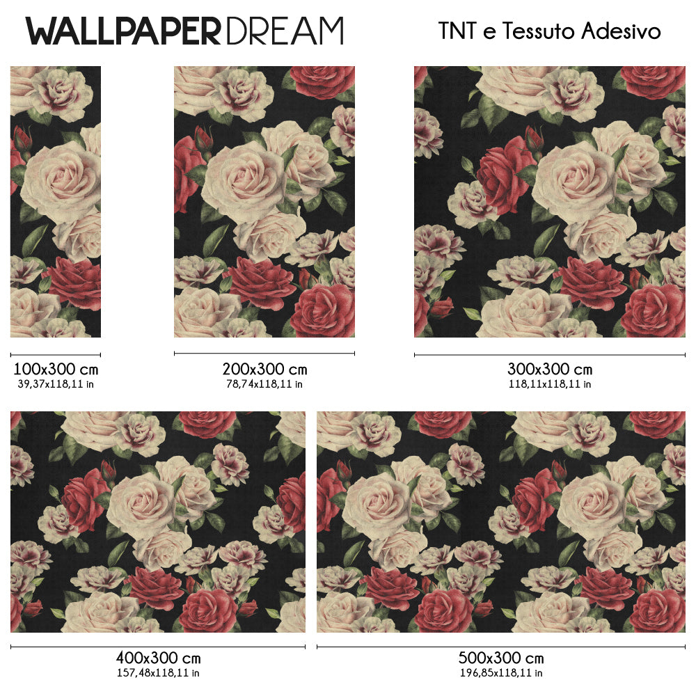 Carta da parati Roses Retrò dimensioni TNT Carta da parati Roses Retrò dimensioni TNT