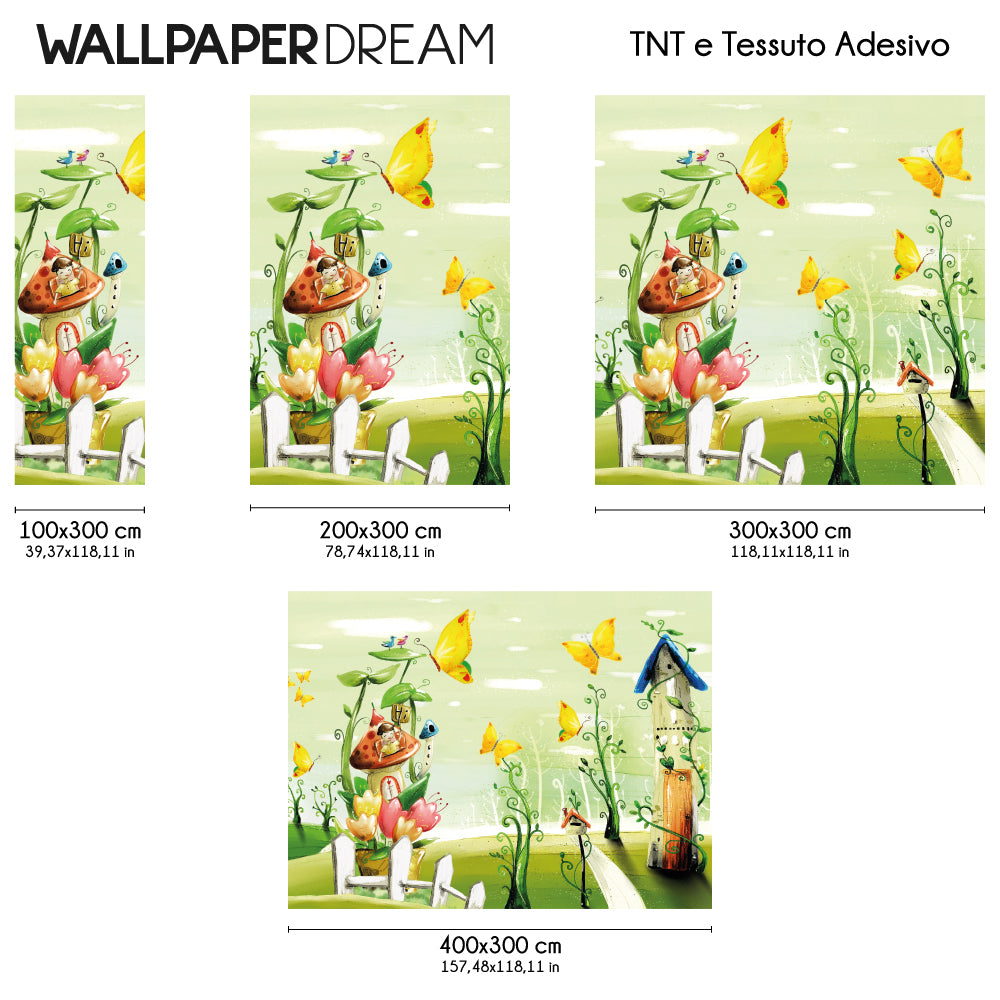 Carta da parati Casette e farfalle dimensioni TNT Carta da parati Casette e farfalle dimensioni TNT