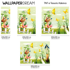 Carta da parati Casette e farfalle dimensioni TNT Carta da parati Casette e farfalle dimensioni TNT