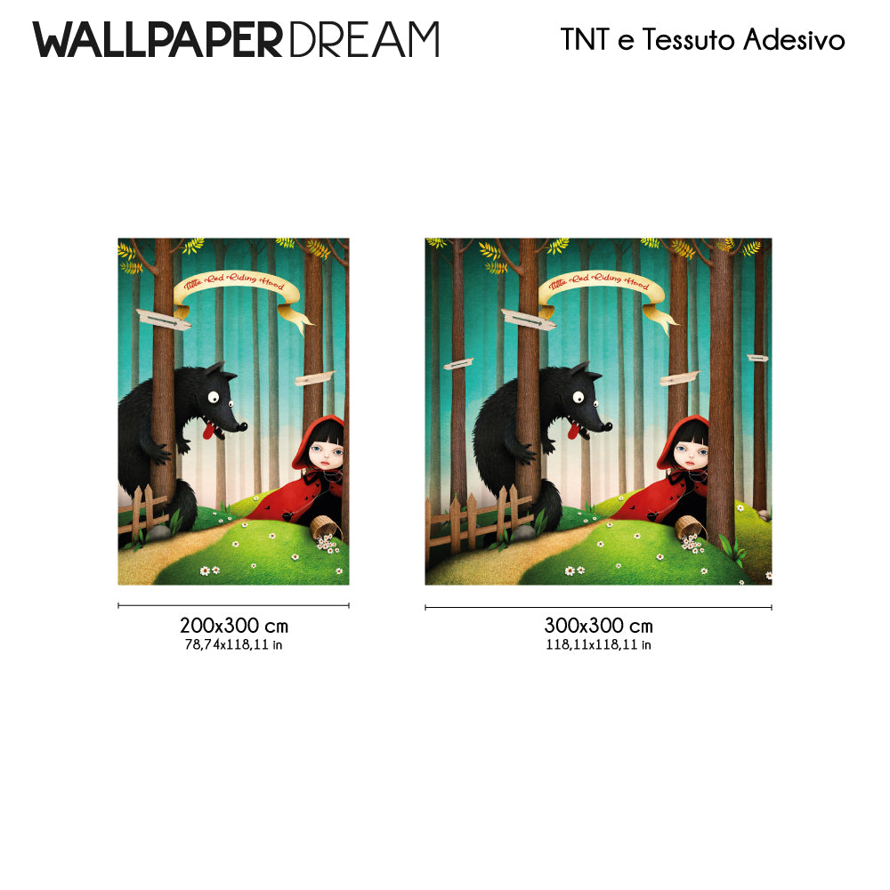 Carta da parati Cappuccetto Rosso e il lupo dimensioni TNT Carta da parati Cappuccetto Rosso e il lupo dimensioni TNT