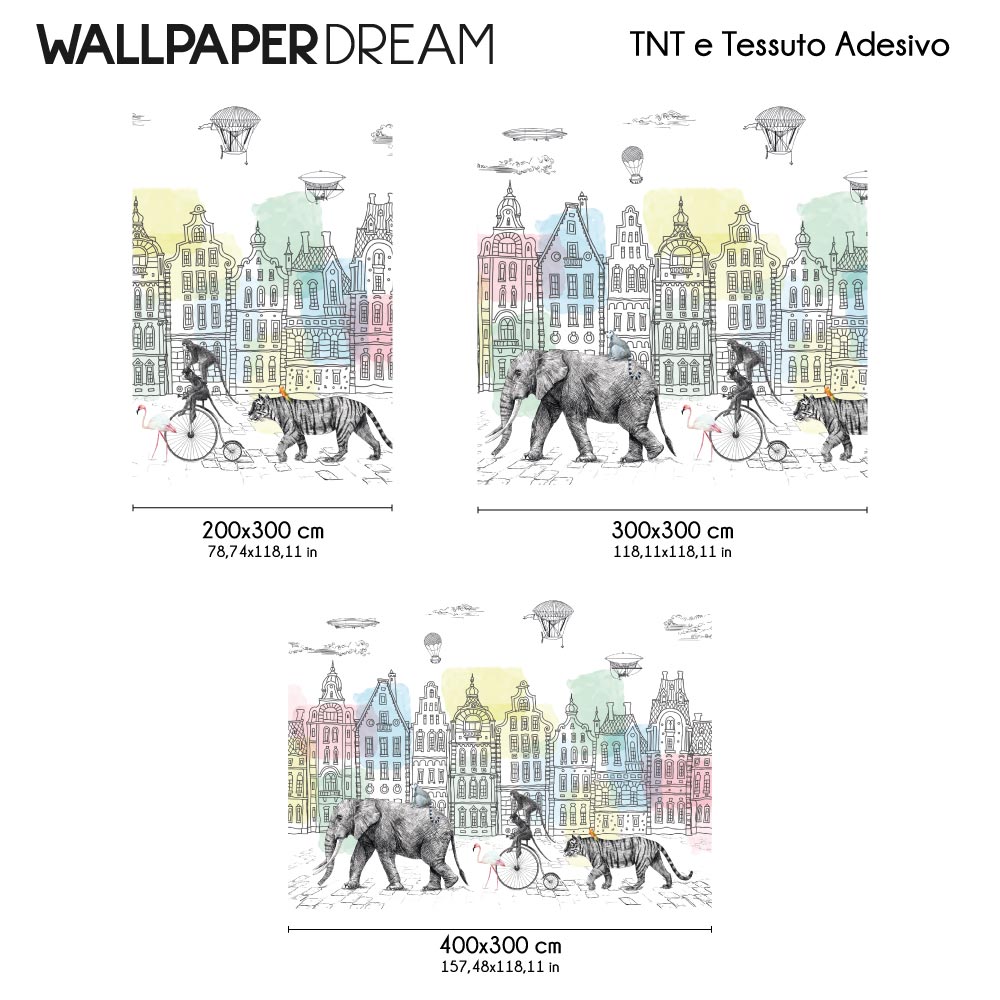 Carta da parati Sfilata di animali dimensioni TNT Carta da parati Sfilata di animali dimensioni TNT