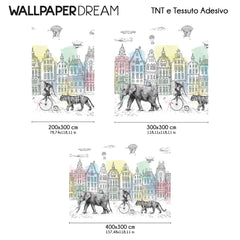 Carta da parati Sfilata di animali dimensioni TNT Carta da parati Sfilata di animali dimensioni TNT