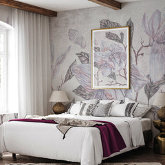 Carta da parati Magnolie retrò - camera da letto Carta da parati Magnolie retrò - camera da letto