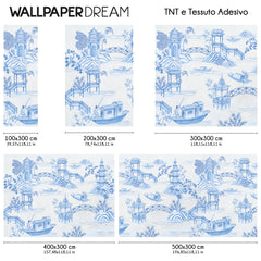 Carta da parati Pagode blu dimensioni TNT Carta da parati Pagode blu dimensioni TNT