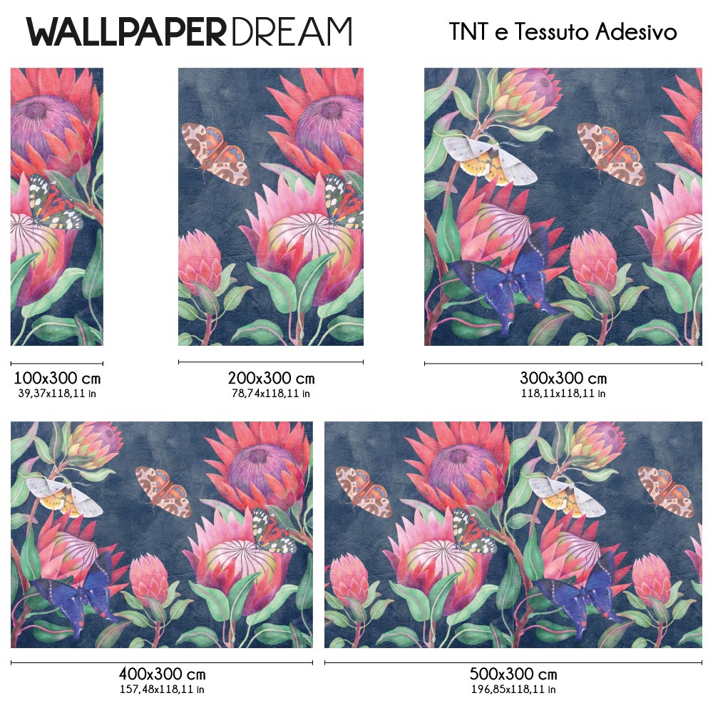 Carta da parati Farfalle nel blu dimensioni TNT Carta da parati Farfalle nel blu dimensioni TNT