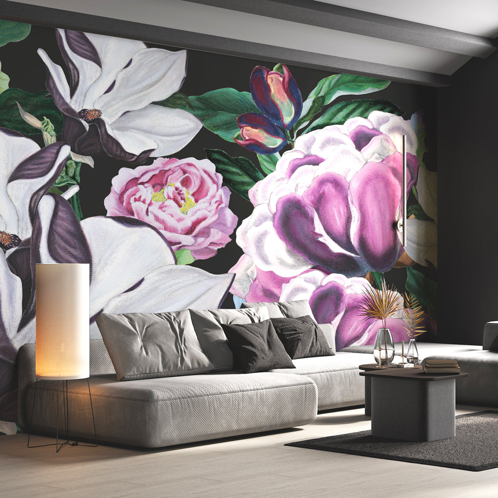 Carta da parati Fiori rigogliosi - soggiorno Carta da parati Fiori rigogliosi - soggiorno