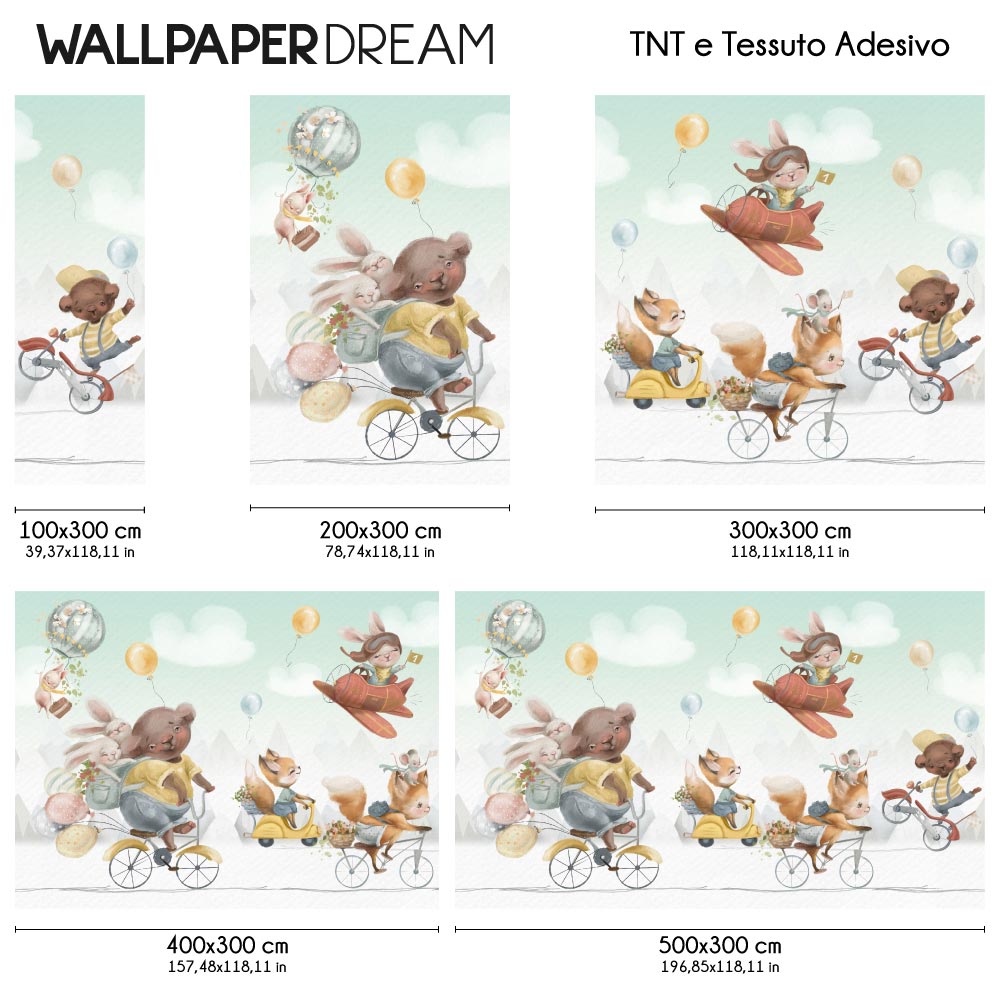 Carta da parati Animaletti giramondo dimensioni TNT Carta da parati Animaletti giramondo dimensioni TNT