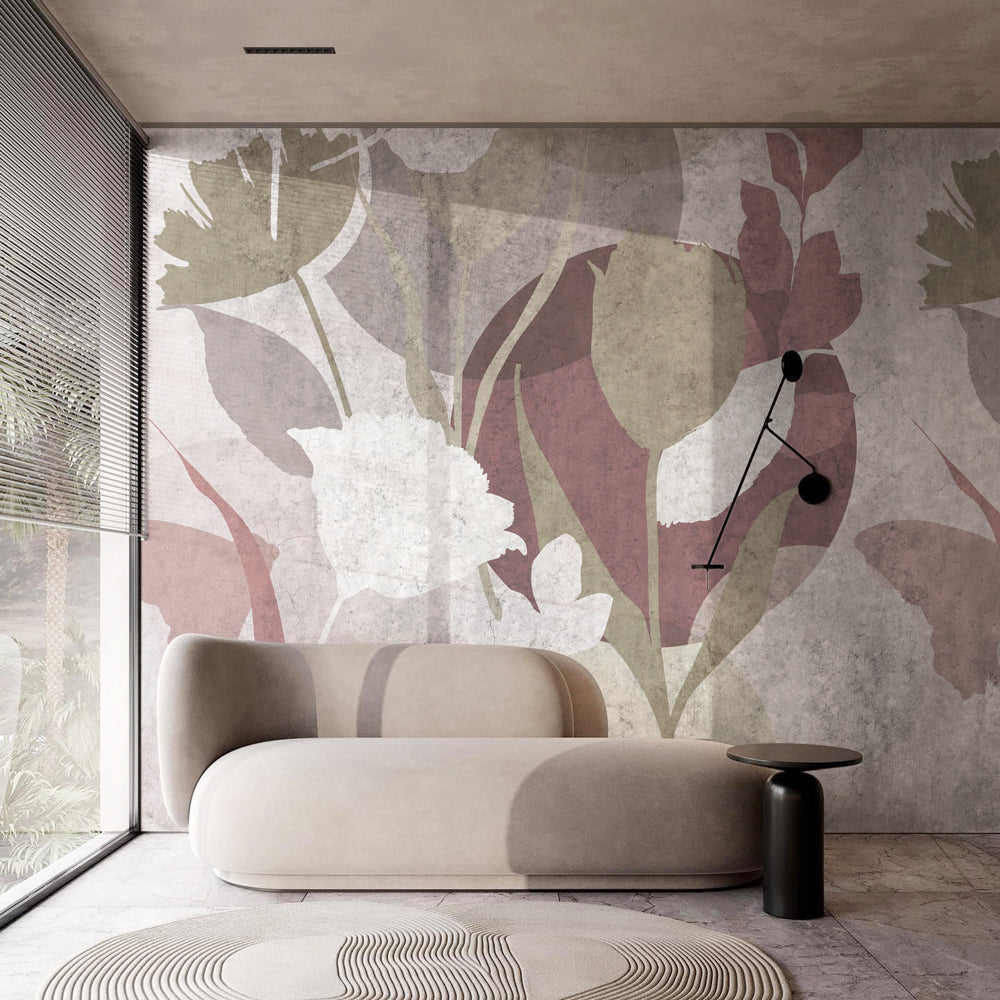 Carta da parati Silhouette floreale - soggiorno Carta da parati Silhouette floreale - soggiorno