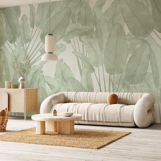 Carta da parati Geometric Palm verde Soggiorno  | verde