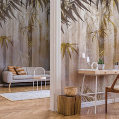 Carta da parati Vintage Bamboo Oasis soggiorno Carta da parati Vintage Bamboo Oasis soggiorno