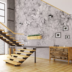 Carta da parati Bouquet etereo - soggiorno Carta da parati Bouquet etereo - soggiorno