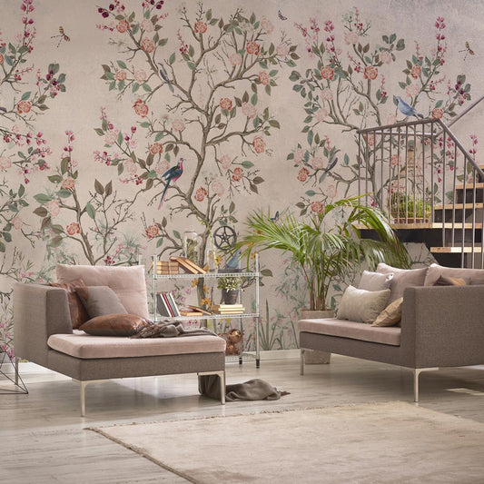 Carta da parati Roseto d'Oriente - soggiorno  | beige