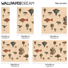 Carta da parati Vintage Balloons dimensioni Fibra di vetro Carta da parati Vintage Balloons dimensioni Fibra di vetro