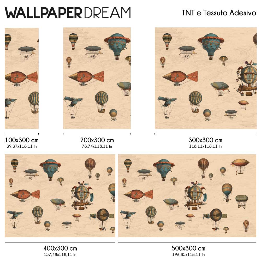 Carta da parati Vintage Balloons dimensioni TNT Carta da parati Vintage Balloons dimensioni TNT