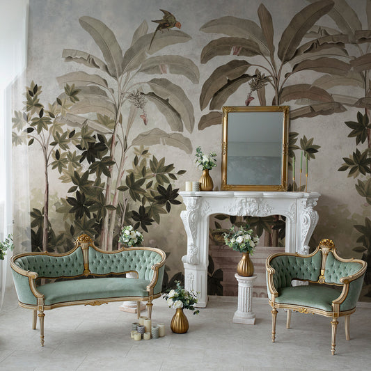 Carta da parati Affresco tropicale - soggiorno