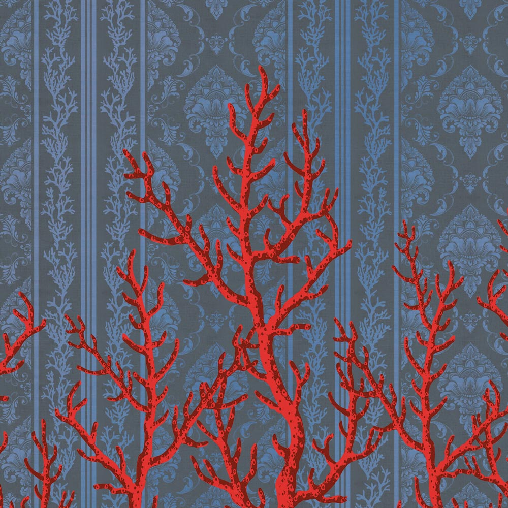 Carta da parati Damascato marino dettaglio Carta da parati Damascato marino dettaglio
