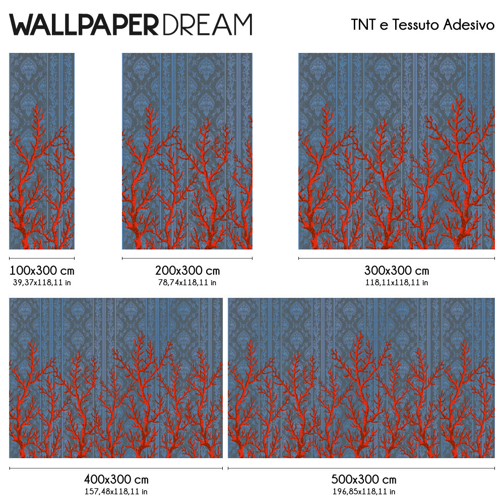 Carta da parati Damascato marino dimensioni TNT Carta da parati Damascato marino dimensioni TNT