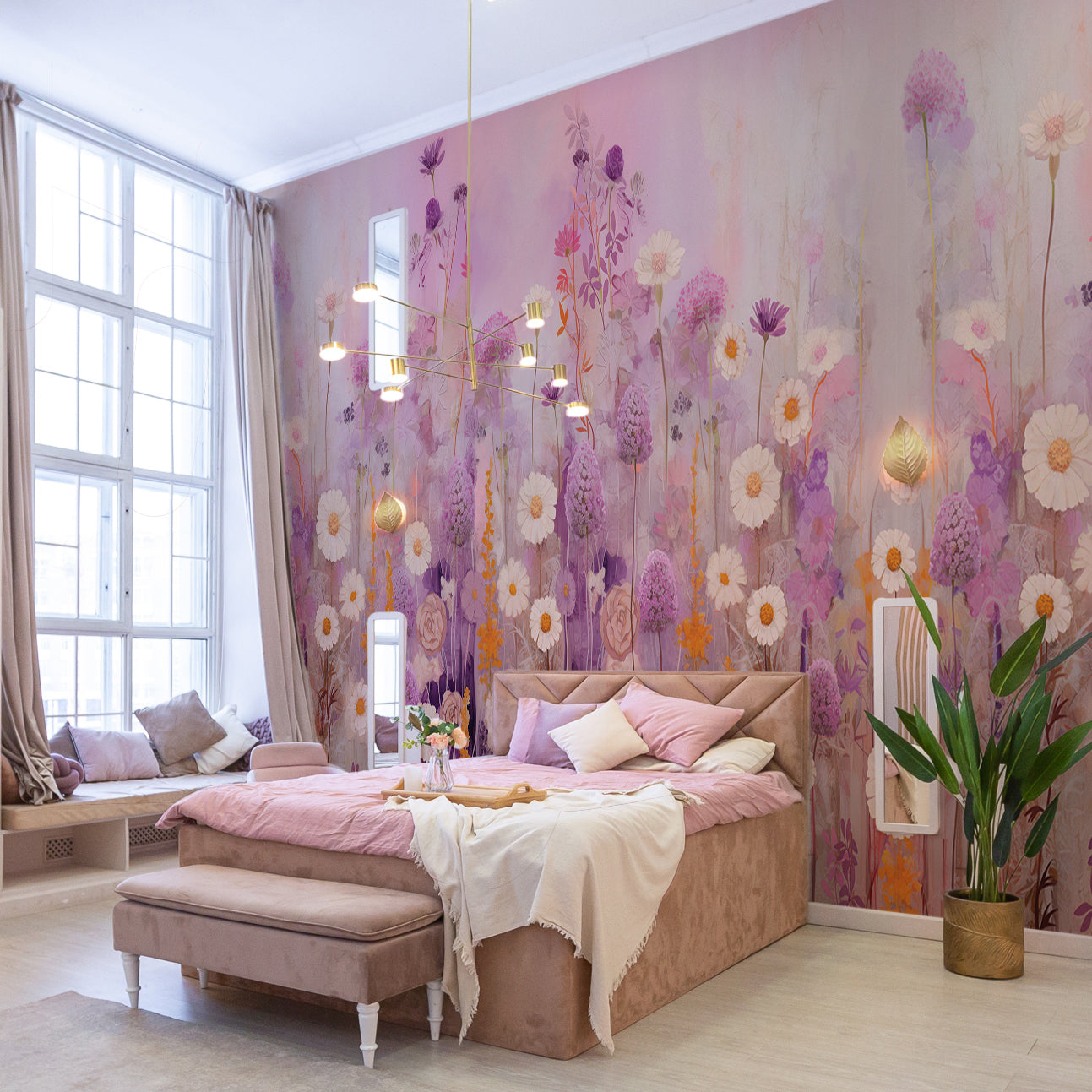 Carta da parati Danza floreale - camera da letto Carta da parati Danza floreale - camera da letto