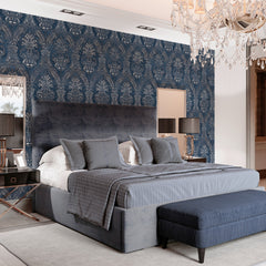 Carta da parati Baroque - camera da letto | blu Carta da parati Baroque - camera da letto | blu