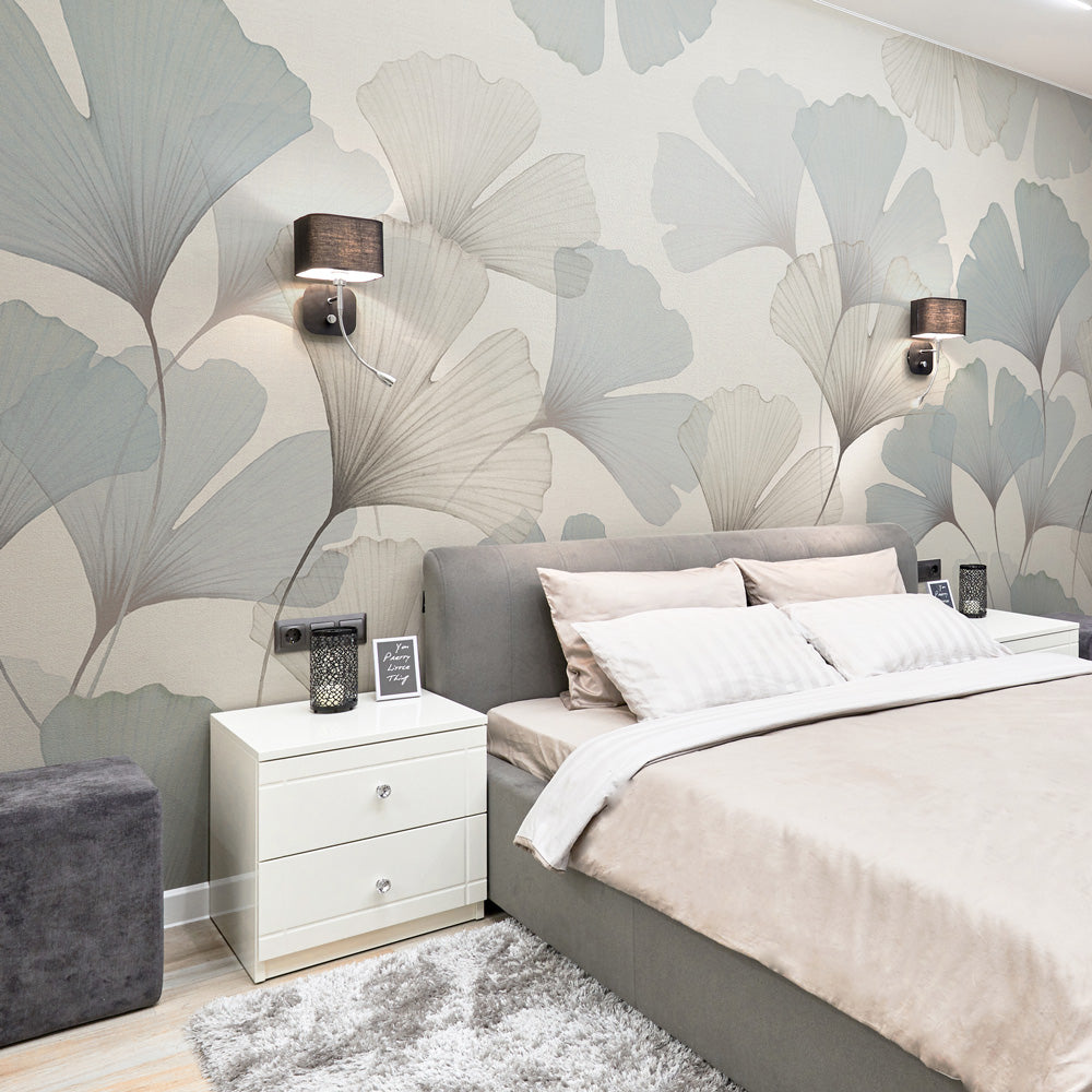 Carta da parati Ginko Essential Polvere - Camera da letto | blu Carta da parati Ginko Essential Polvere - Camera da letto | blu