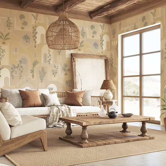 Carta da parati Palazzi pastello - soggiorno | beige