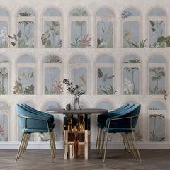 Carta da parati Loggia sull'Eden- sala da pranzo | blu Carta da parati Loggia sull'Eden- sala da pranzo | blu
