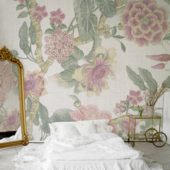 Carta da parati Stoffa floreale - camera da letto Carta da parati Stoffa floreale - camera da letto