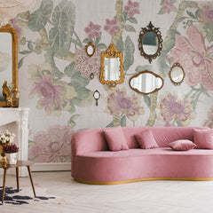 Carta da parati Stoffa floreale - soggiorno Carta da parati Stoffa floreale - soggiorno