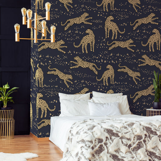 Carta da parati Leopardi alla sera - camera da letto