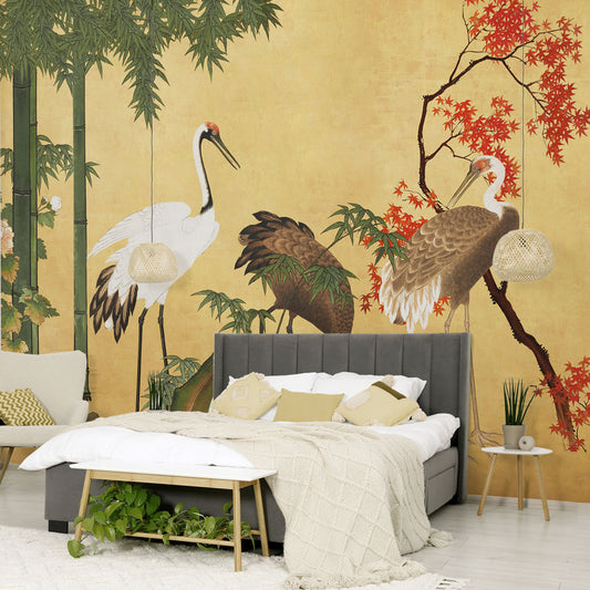 Carta da parati Aironi al tramonto - camera da letto