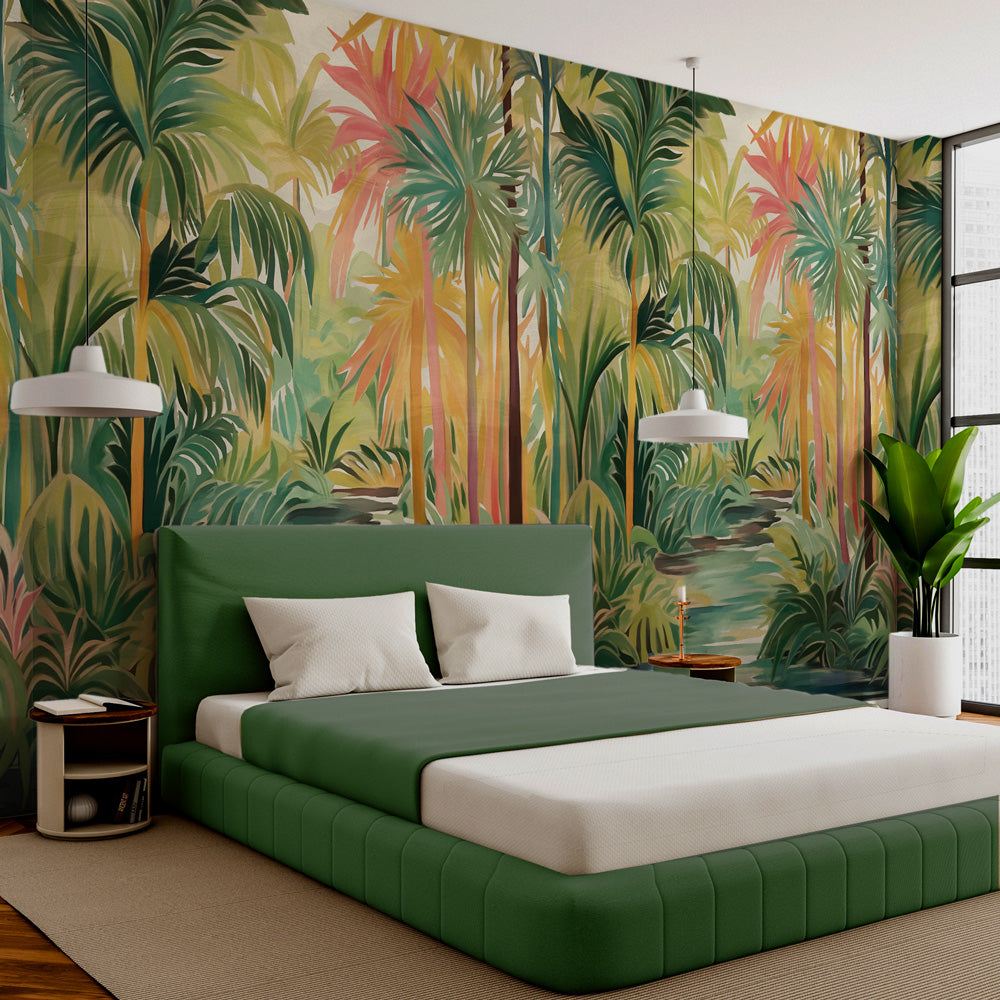 Carta da parati Palme dipinte - camera da letto Carta da parati Palme dipinte - camera da letto