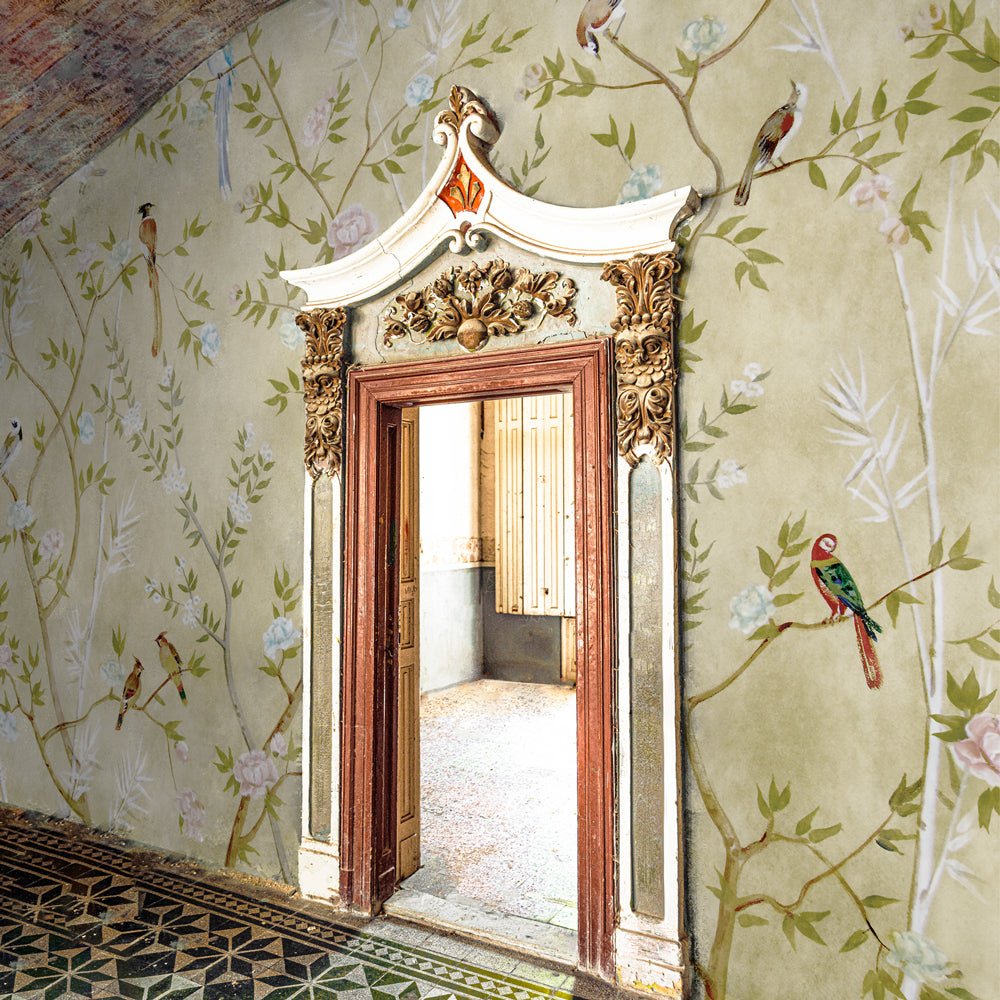 Carta da parati Chinoiserie dorata - soggiorno Carta da parati Chinoiserie dorata - soggiorno