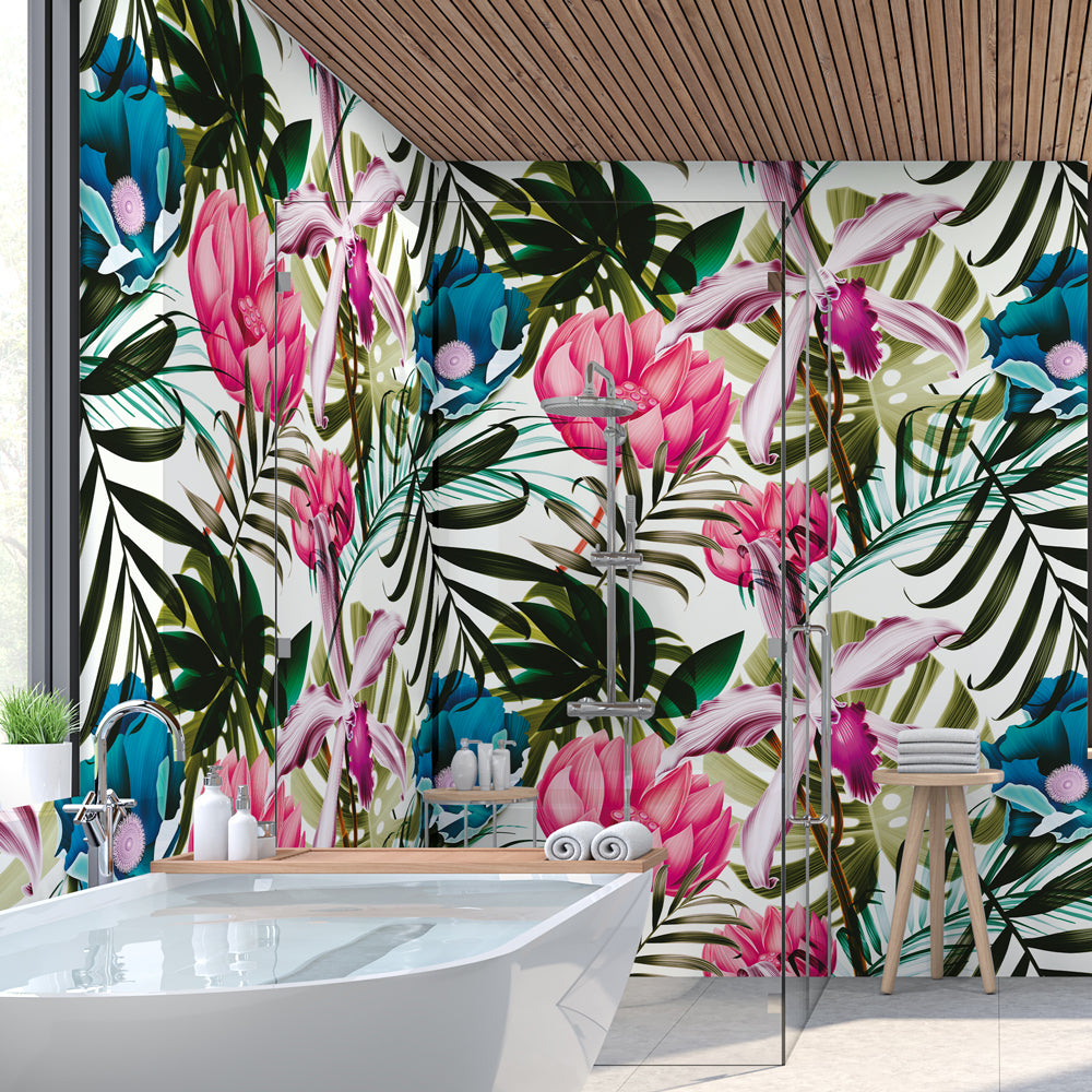 Carta da parati Profumi tropicali - bagno, box doccia Carta da parati Profumi tropicali - bagno, box doccia