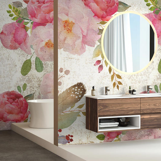 Carta da parati Roses - bagno