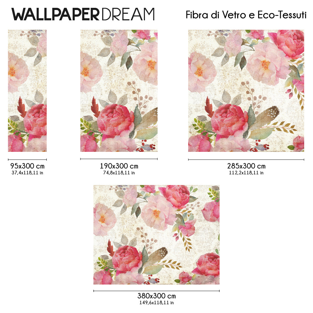 Carta da parati Roses dimensioni Fibra di Vetro Carta da parati Roses dimensioni Fibra di Vetro