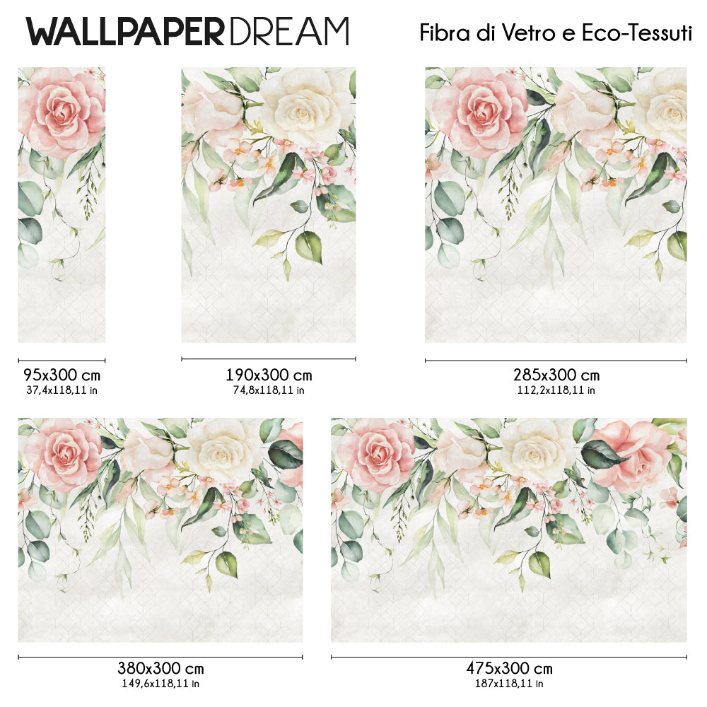 Carta da parati Rose pendenti dimensioni Fibra di vetro Carta da parati Rose pendenti dimensioni Fibra di vetro