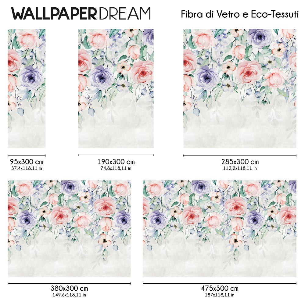 Carta da parati Romantic Roses dimensioni Fibra di vetro Carta da parati Romantic Roses dimensioni Fibra di vetro