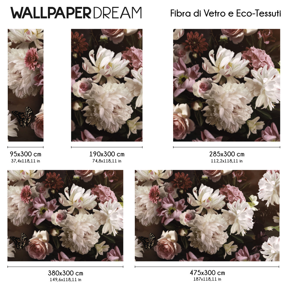 Carta da parati Fiori dipinti dimensioni Fibra di Vetro Carta da parati Fiori dipinti dimensioni Fibra di Vetro