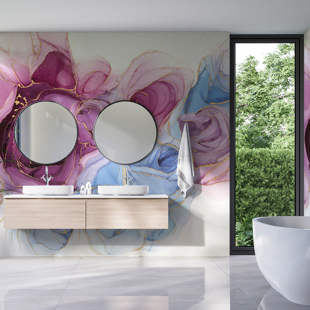 Carta da parati Chic Rose - bagno Carta da parati Chic Rose - bagno