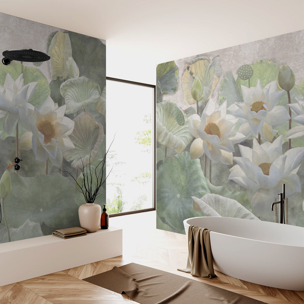 Carta da Parati Fiori di loto - Bagno Carta da Parati Fiori di loto - Bagno