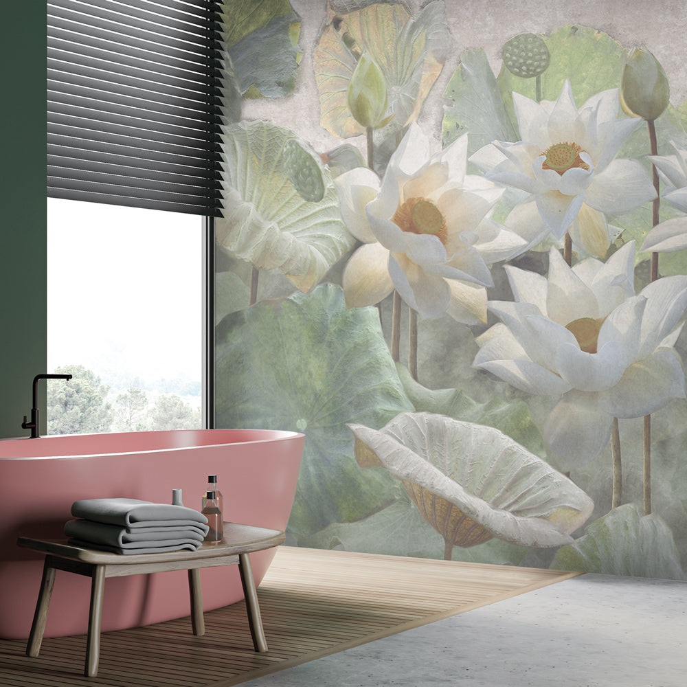 Carta da Parati Fiori di loto Bagno 2 Carta da Parati Fiori di loto Bagno 2