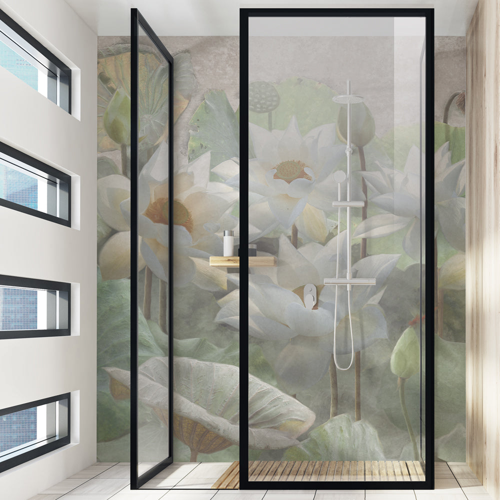 Carta da Parati Fiori di loto - Box doccia Carta da Parati Fiori di loto - Box doccia