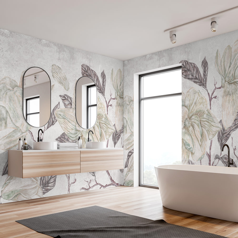 Carta da parati Magnolie retrò bagno 3 Carta da parati Magnolie retrò bagno 3