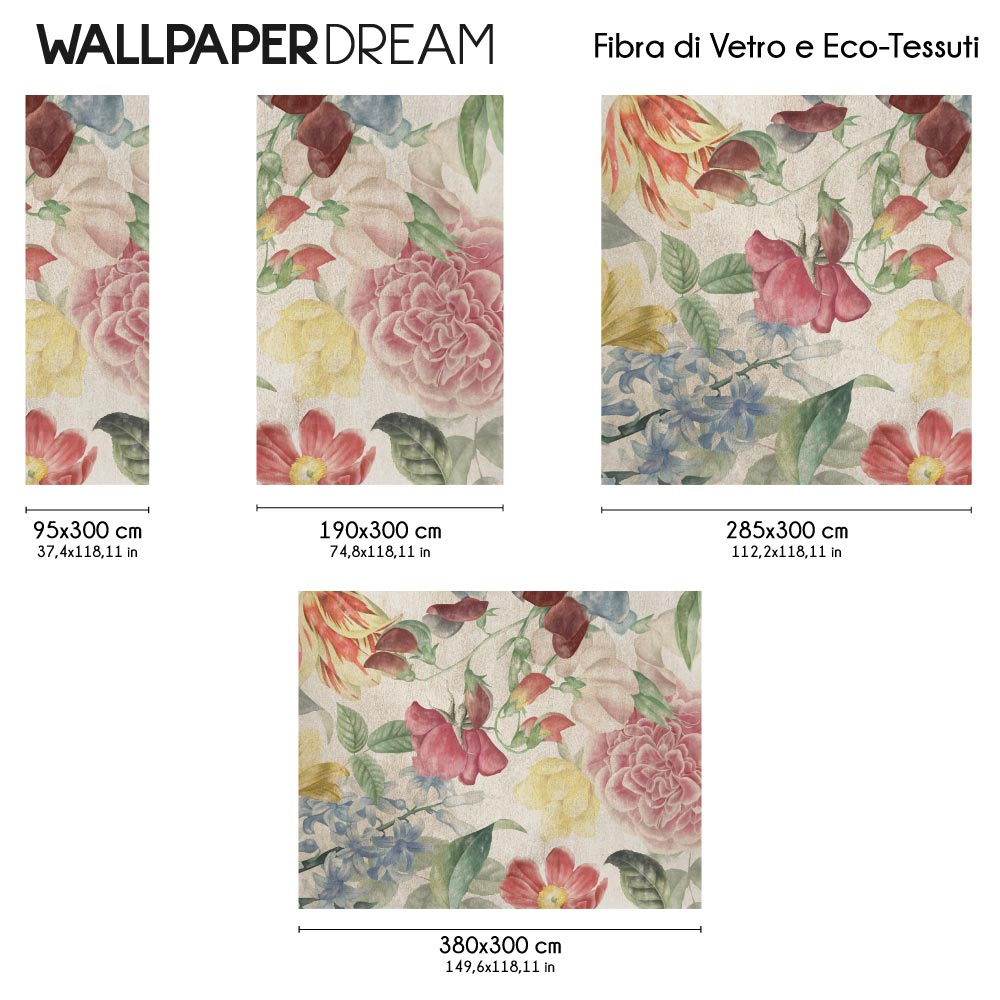 Carta da parati Affresco floreale dimensioni fibra di vetro Carta da parati Affresco floreale dimensioni fibra di vetro