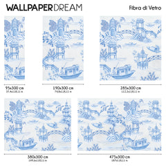 Carta da parati Pagode blu dimensioni Fibra di Vetro Carta da parati Pagode blu dimensioni Fibra di Vetro