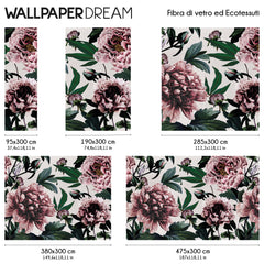 Carta da parati Peonie eleganti dimensioni Fibra di Vetro Carta da parati Peonie eleganti dimensioni Fibra di Vetro