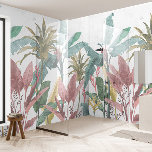 Carta da parati Fogliame tropicale - box doccia