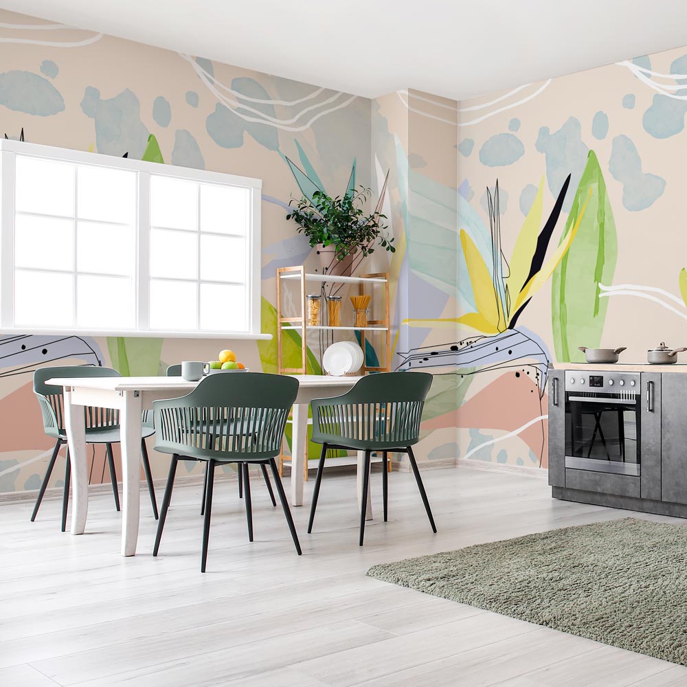 Carta da Parati in Fibra di Vetro Strelitzia line art - cucina Carta da Parati in Fibra di Vetro Strelitzia line art - cucina