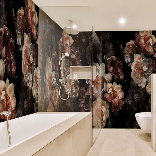 Carta da parati Roseto - bagno, box doccia